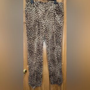Jones New York Leopard Print Straight Leg Velvet Pants